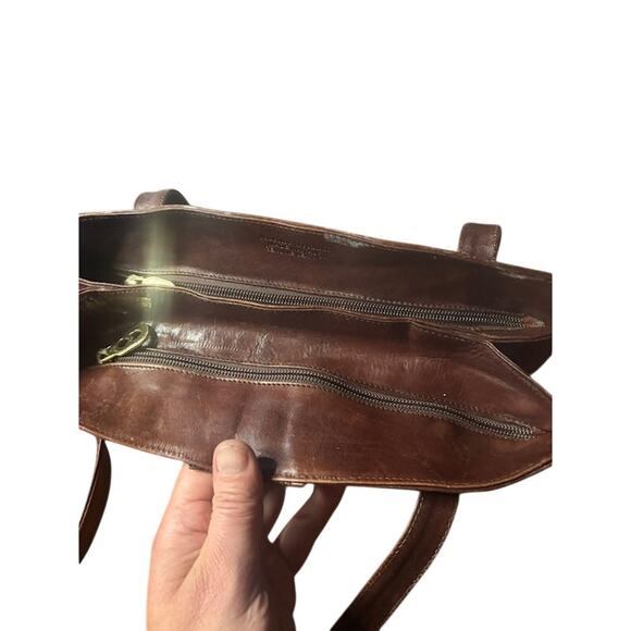 VTG Marino Orlandi Distressed Brown Leather Shoulder / Hand Bag Made in Italy - Picture 13 of 15